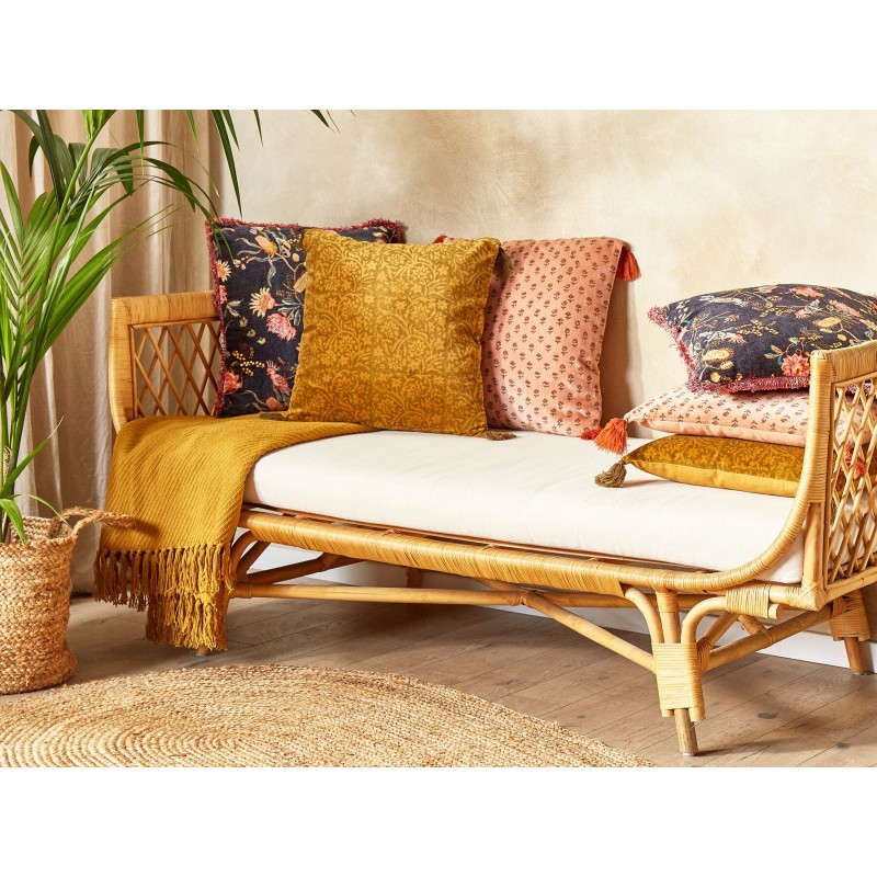 Zestaw 2 poduszek dekoracyjnych RHEUM Welur 45 x 45 cm Żółty Wzór kwiatowy