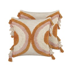 Zestaw 2 poduszek dekoracyjnych LABLAB Bawełna 45 x 45 cm Kolorowy Wzór geometryczny