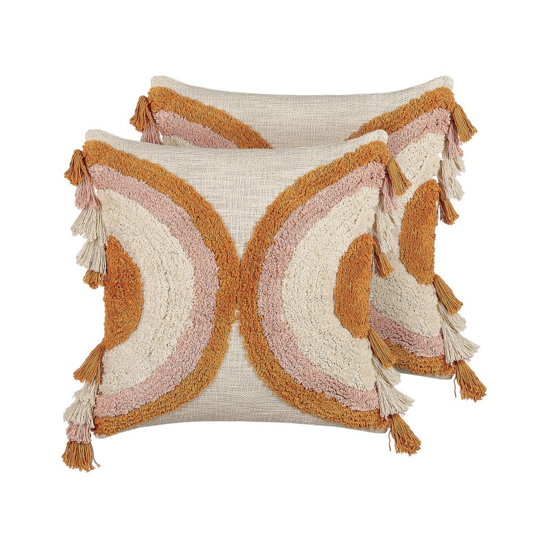 Zestaw 2 poduszek dekoracyjnych LABLAB Bawełna 45 x 45 cm Kolorowy Wzór geometryczny