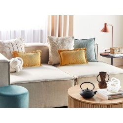 Zestaw 2 poduszek dekoracyjnych ZINNIA Sztruks 47 x 27 cm Musztardowy Jednolity