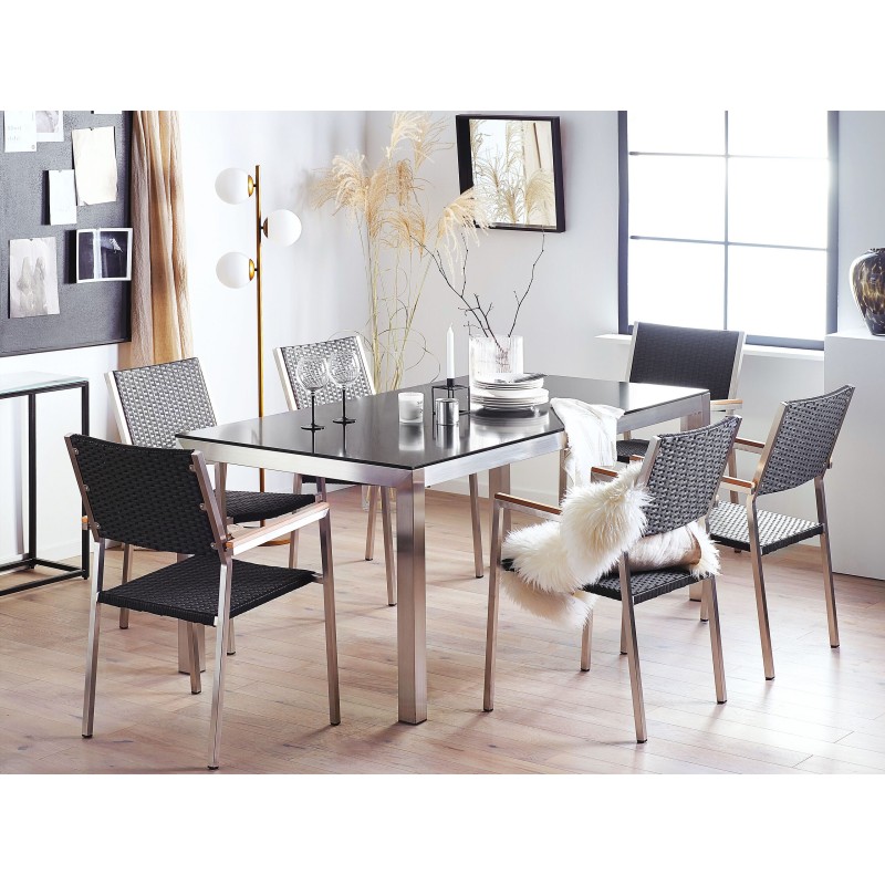 Stół ogrodowy GROSSETO 180 cm 90 cm Polerowany Granit Czarny