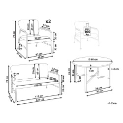 Zestaw ogrodowy ze stolikiem dla 4 osób OFANTO Technorattan Naturalny