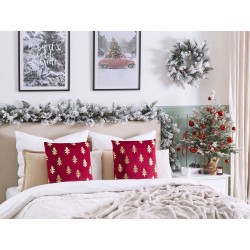 Zestaw 2 poduszek dekoracyjnych CUPID Welur 45 x 45 cm Czerwony Wzór świąteczny