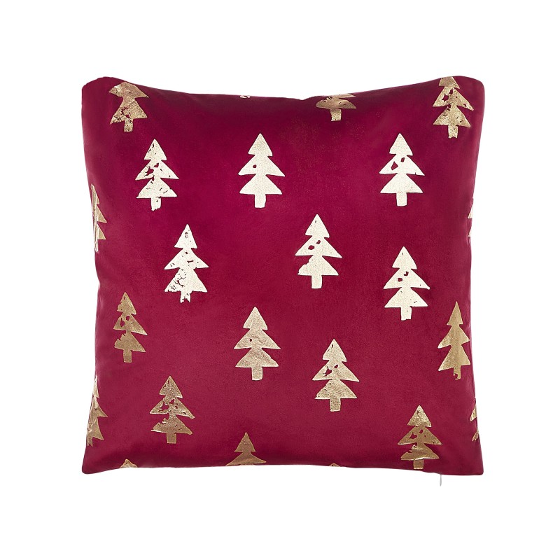 Zestaw 2 poduszek dekoracyjnych CUPID Welur 45 x 45 cm Czerwony Wzór świąteczny