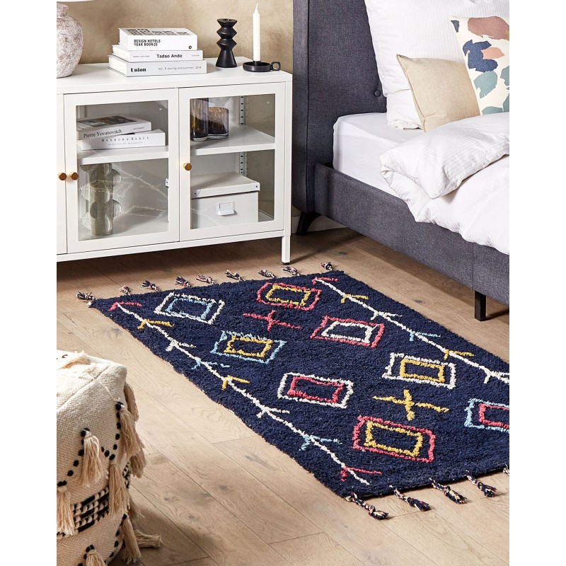 Dywan bawełniany 80 x 150 cm czarny CORUM