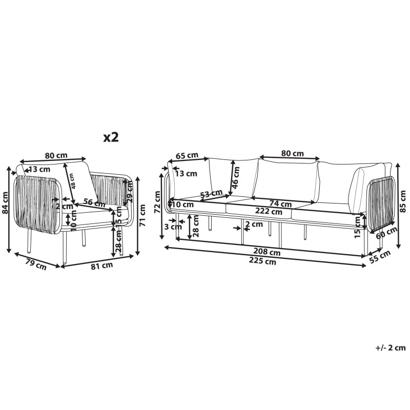 Zestaw ogrodowy dla 5 osób SENISE Metal Szary