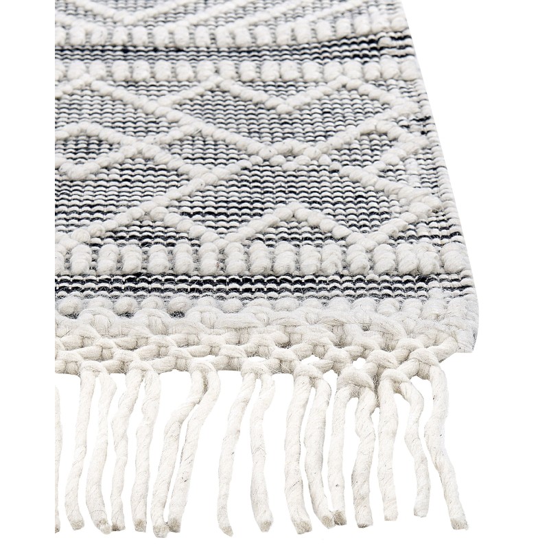 Dywan wełniany 160 x 230 cm czarno-biały KAVAK