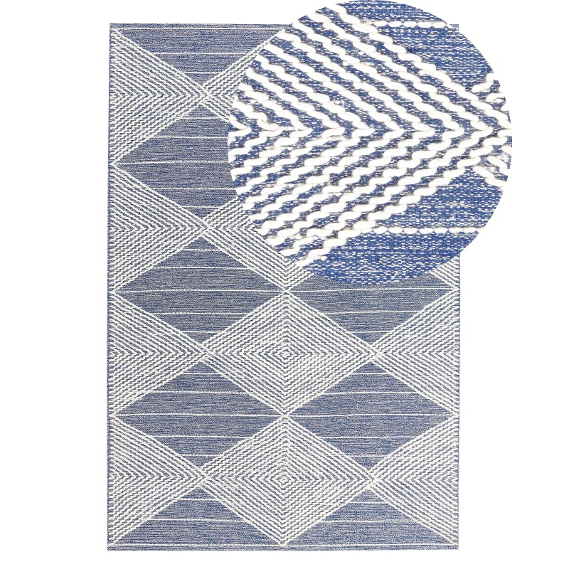 Dywan wełniany 140 x 200 cm beżowo-niebieski DATCA