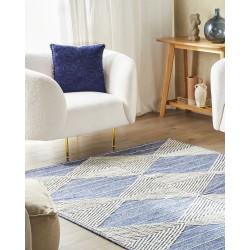 Dywan wełniany 140 x 200 cm beżowo-niebieski DATCA