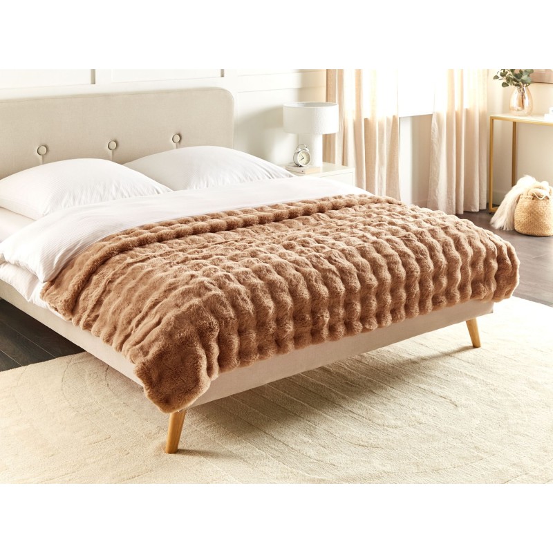 Koc SALKA Sztuczne futro 150 x 200 cm Brązowy