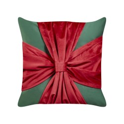 Zestaw 2 poduszek dekoracyjnych MARSHMALLOW Welur 45 x 45 cm Czerwony Zielony Wzór świąteczny