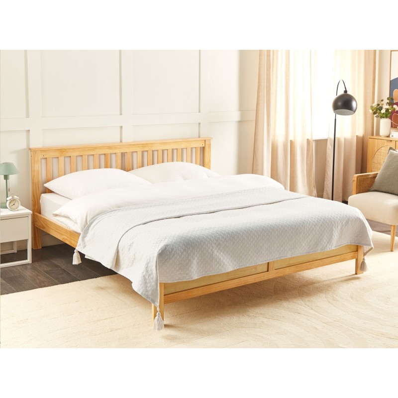 Narzuta na łóżko LINDULA Bawełna 200 x 220 cm Złamana biel