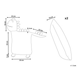 2 bawełniane poduszki dla dzieci dinozaur 45 x 45 cm zielone DINOS