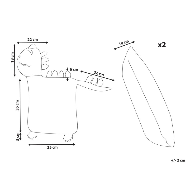 2 bawełniane poduszki dla dzieci dinozaur 45 x 45 cm zielone DINOS