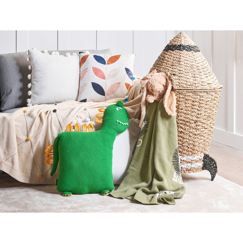 2 bawełniane poduszki dla dzieci dinozaur 45 x 45 cm zielone DINOS