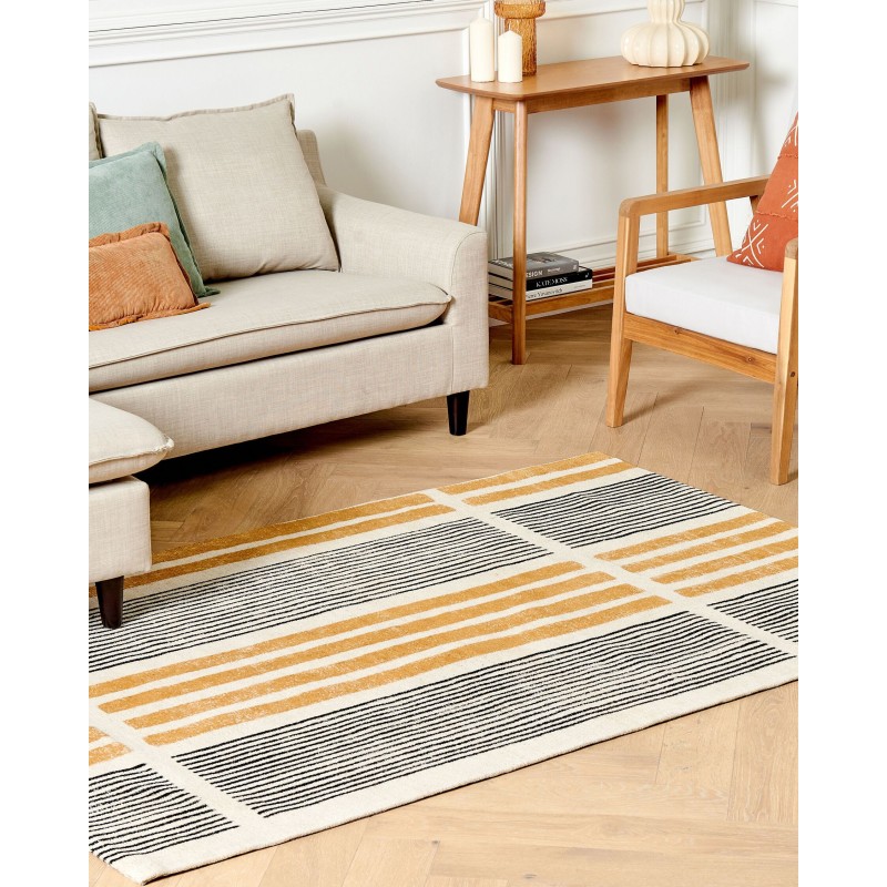 Dywan bawełniany 140 x 200 cm żółto-czarny KATRA