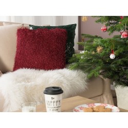 Zestaw 2 poduszek dekoracyjnych HELLEBORE 45 x 45 cm Bordowy Jednolity