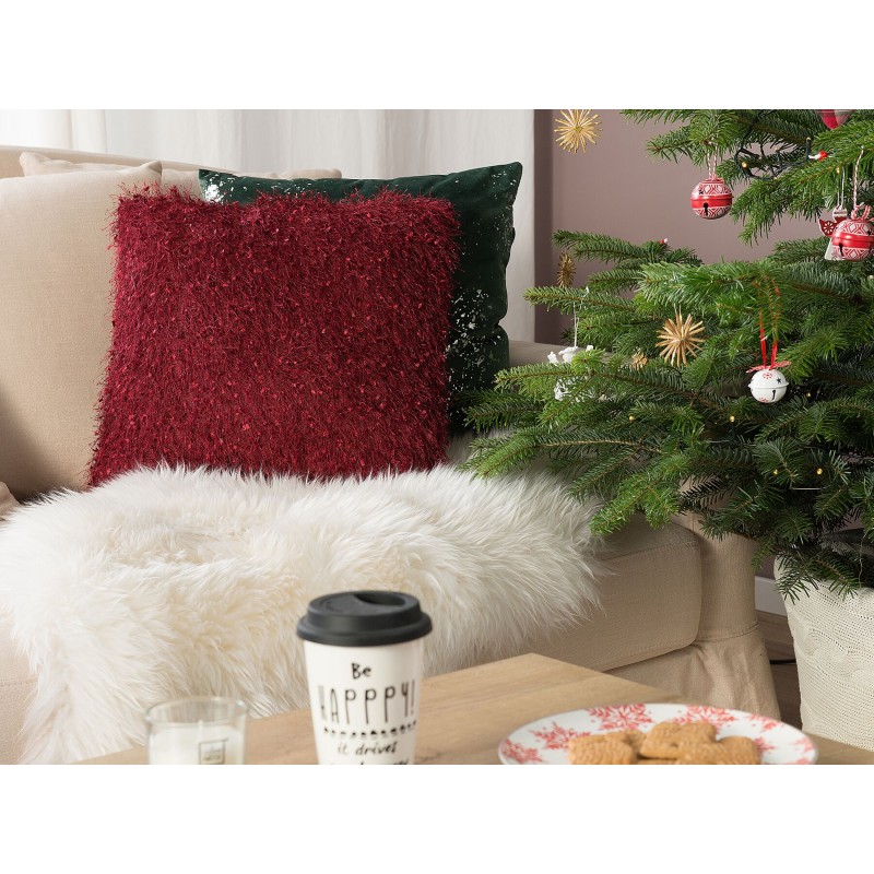 Zestaw 2 poduszek dekoracyjnych HELLEBORE 45 x 45 cm Bordowy Jednolity