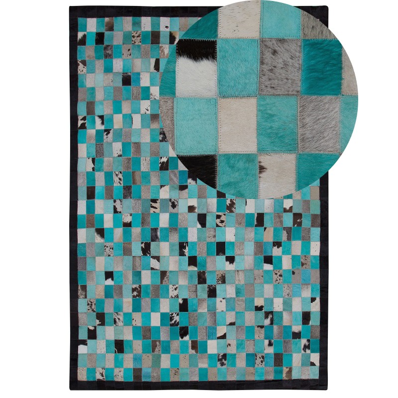 Dywan skórzany 160 x 230 cm turkusowo-szary NIKFER