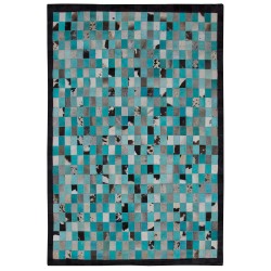 Dywan skórzany 160 x 230 cm turkusowo-szary NIKFER