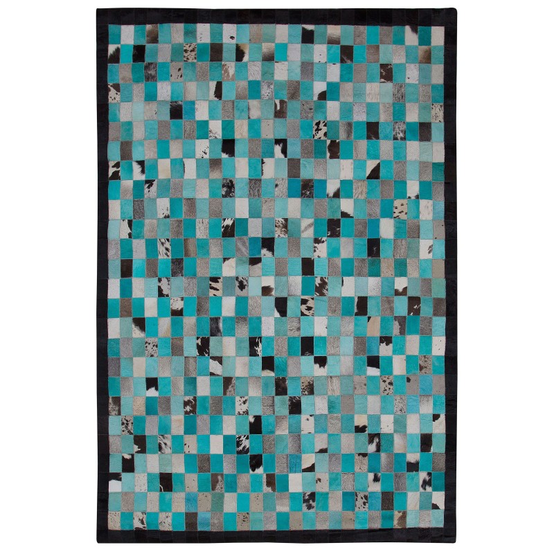 Dywan skórzany 160 x 230 cm turkusowo-szary NIKFER