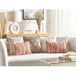 Zestaw 2 poduszek dekoracyjnych INULA Bawełna 30 x 50 cm Pomarańczowy Wzór geometryczny