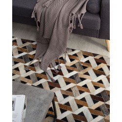 Dywan skórzany 160 x 230 cm brązowo-szary TUGLU