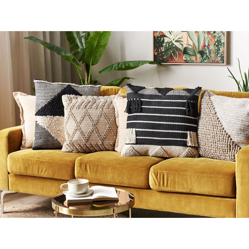 Zestaw 2 poduszek dekoracyjnych CHITTOOR Bawełna 50 x 50 cm Czarny Wzór geometryczny