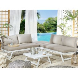 Narożnik ogrodowy ze stolikiem dla 5 osób COCCORINO Metal Beżowoszary