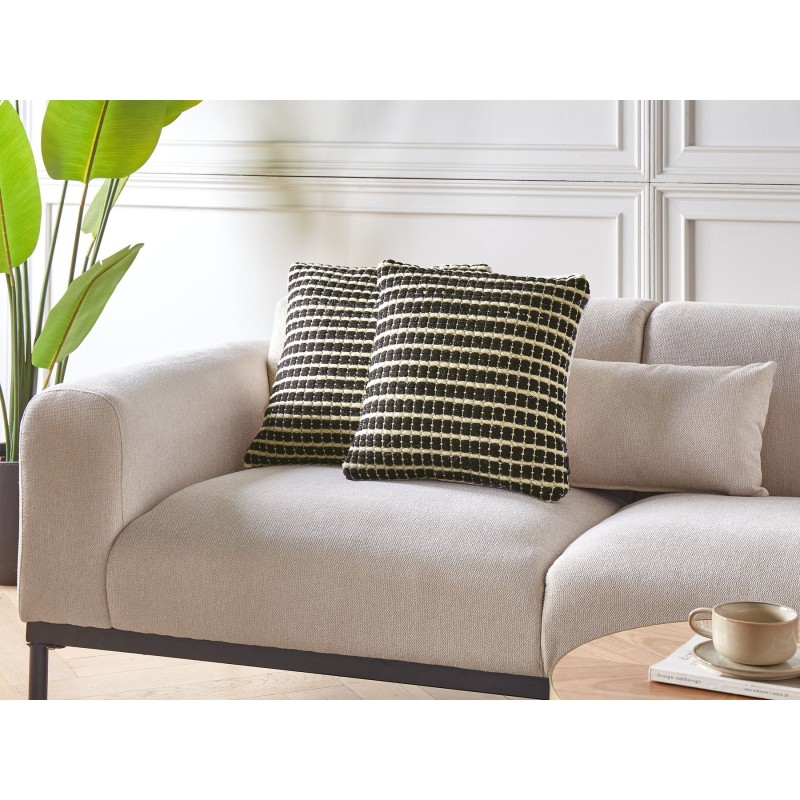 Zestaw 2 poduszek dekoracyjnych YONCALI Bawełna 45 x 45 cm Czarny W kratkę