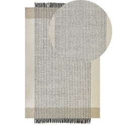 Dywan wełniany 140 x 200 cm beżowo-czarny DIVARLI