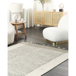 Dywan wełniany 140 x 200 cm beżowo-czarny DIVARLI