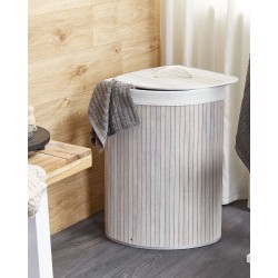 Kosz bambusowy z pokrywą jasnoszary MATARA