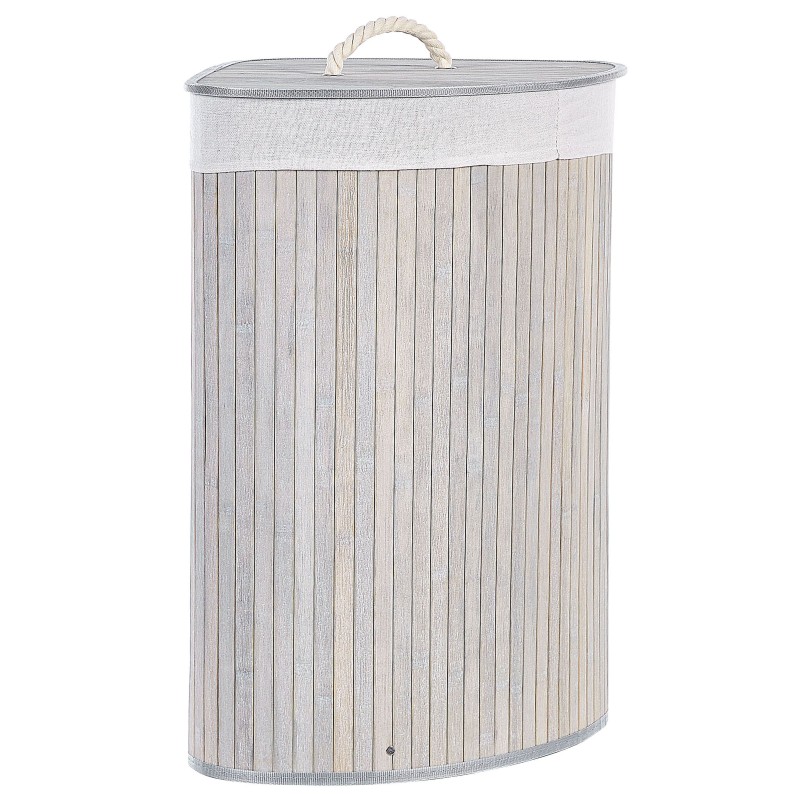 Kosz bambusowy z pokrywą jasnoszary MATARA