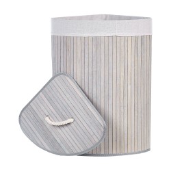 Kosz bambusowy z pokrywą jasnoszary MATARA