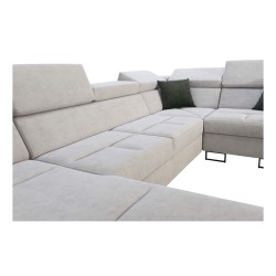 Esquinero en forma de U Avanti IV Mini con función de cama, terciopelo, Sawana 14 + cuero ecológico | Muebles para tu hogar