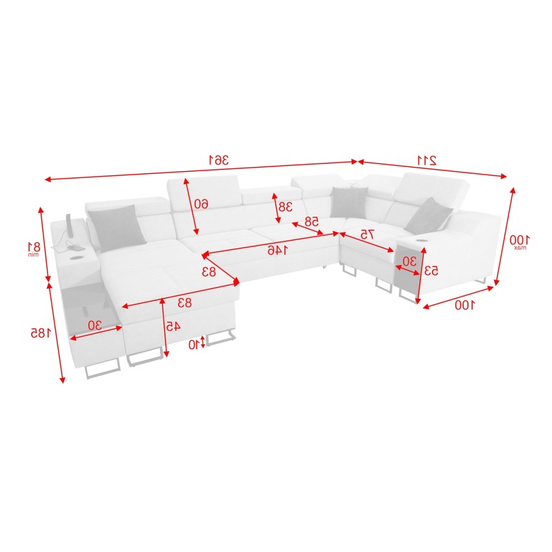 U-förmiges Ecksofa Avanti IV Maxi mit Schlaffunktion - Eleganz und Komfort in Ihrem Wohnzimmer!