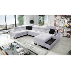 Luxuriöse U-Form-Ecksofa Avanti VI mit Schlaffunktion - Samt, Sawana 84
