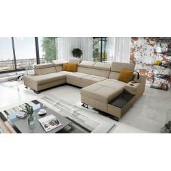 Luxury U-Shaped Avanti VI Sofa with Sleeping Function - Velvet, Whisper 3