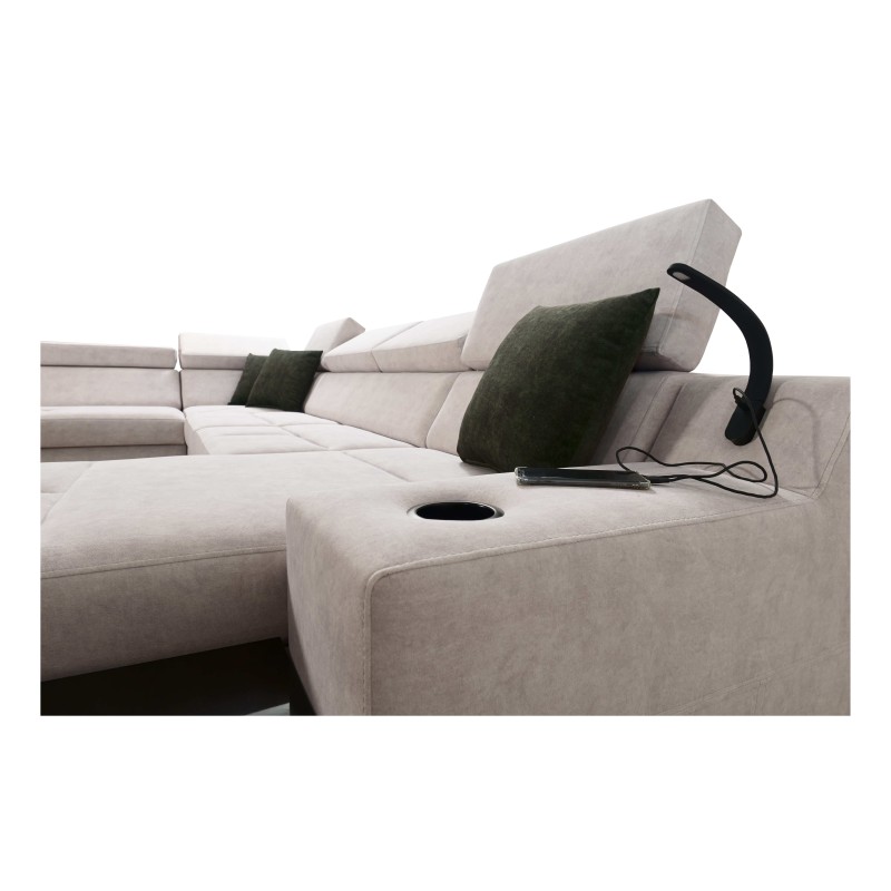 Luxury U-Shaped Avanti VI Sofa with Sleeping Function - Velvet, Whisper 3