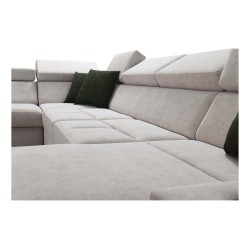 Luxury U-Shaped Corner Sofa Avanti VI with Sleeping Function - Velvet, Whisper 5 + Eco-Leather