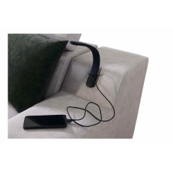 Luxury U-Shaped Corner Sofa Avanti VI with Sleeping Function - Velvet, Whisper 5 + Black Eco-leather
