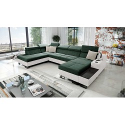 Luxus-Ecksofa in U-Form Avanti VI mit Schlaffunktion - Samt, Whisper 11 + Kunstleder