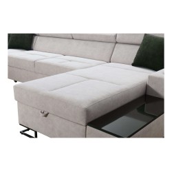 Luxus-Ecksofa in U-Form Avanti VI mit Schlaffunktion - Samt, Whisper 11 + Kunstleder