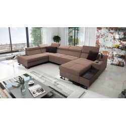 Luxuriöses U-förmiges Sofa Avanti VI mit Schlaffunktion - Velours, Sawana 25