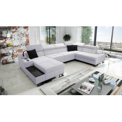 Luxury U-Shaped Corner Sofa Avanti VI with Sleeping Function - Velvet, Sawana 84