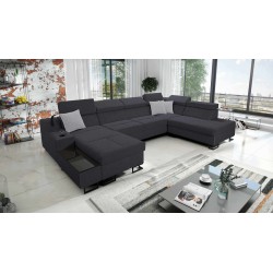 Luxury U-Shaped Corner Sofa Avanti VI with Sleeping Function - Velvet, Sawana 96