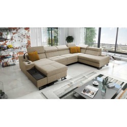 Luxury U-Shaped Avanti VI Sofa with Sleeping Function - Velvet, Whisper 3