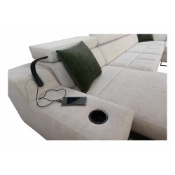 Luxus-Ecksofa in U-Form Avanti VI mit Schlaffunktion - Velours, Whisper 5 + Kunstleder