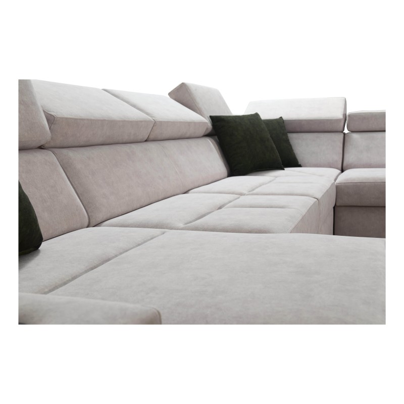 Luxus-Ecksofa in U-Form Avanti VI mit Schlaffunktion - Velours, Whisper 5 + Kunstleder
